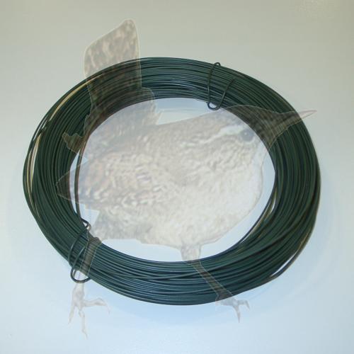 Spanndraht in abgeteilten Ringen. Kunststoffumantelt<br>Farbe Moosgr&uuml;n.