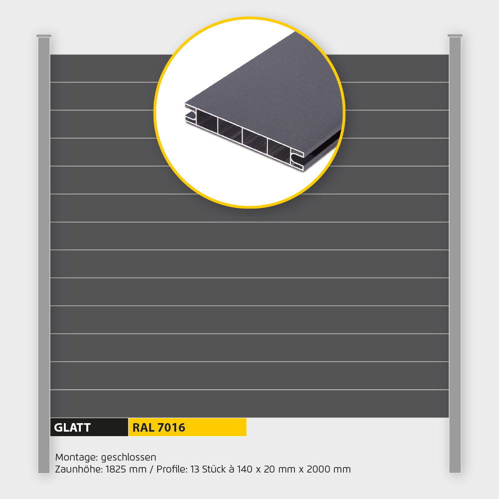 Füllung Aluminium geschlossen ZH 1800 mm Anthrazitgrau