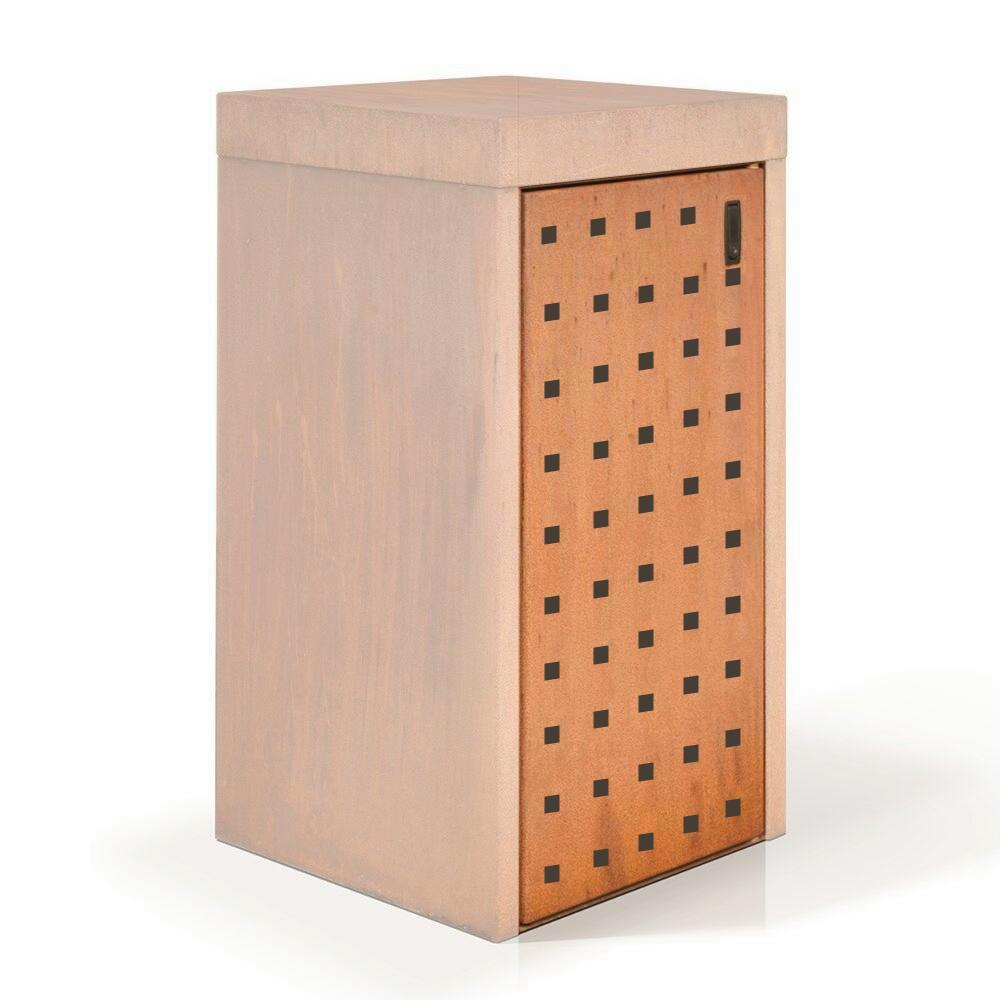 Mülltonnenbox 140 Liter Corten - Zulage Lochblechtür