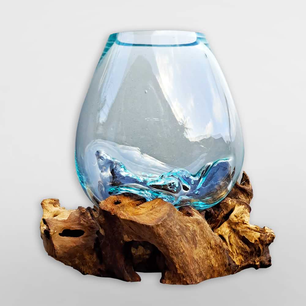 Wurzelholz mit Glas - Bowle glasklar
