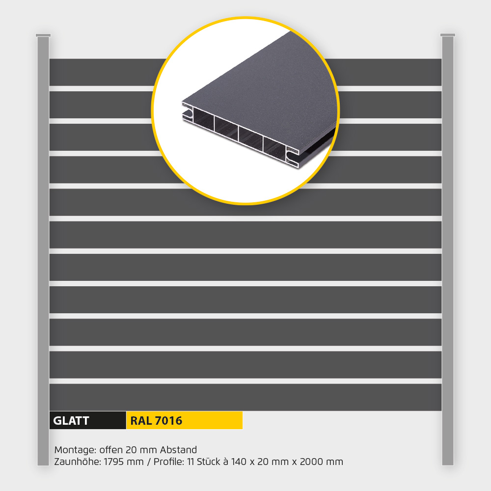 Füllung Aluminium offen ZH 1800 mm Anthrazit