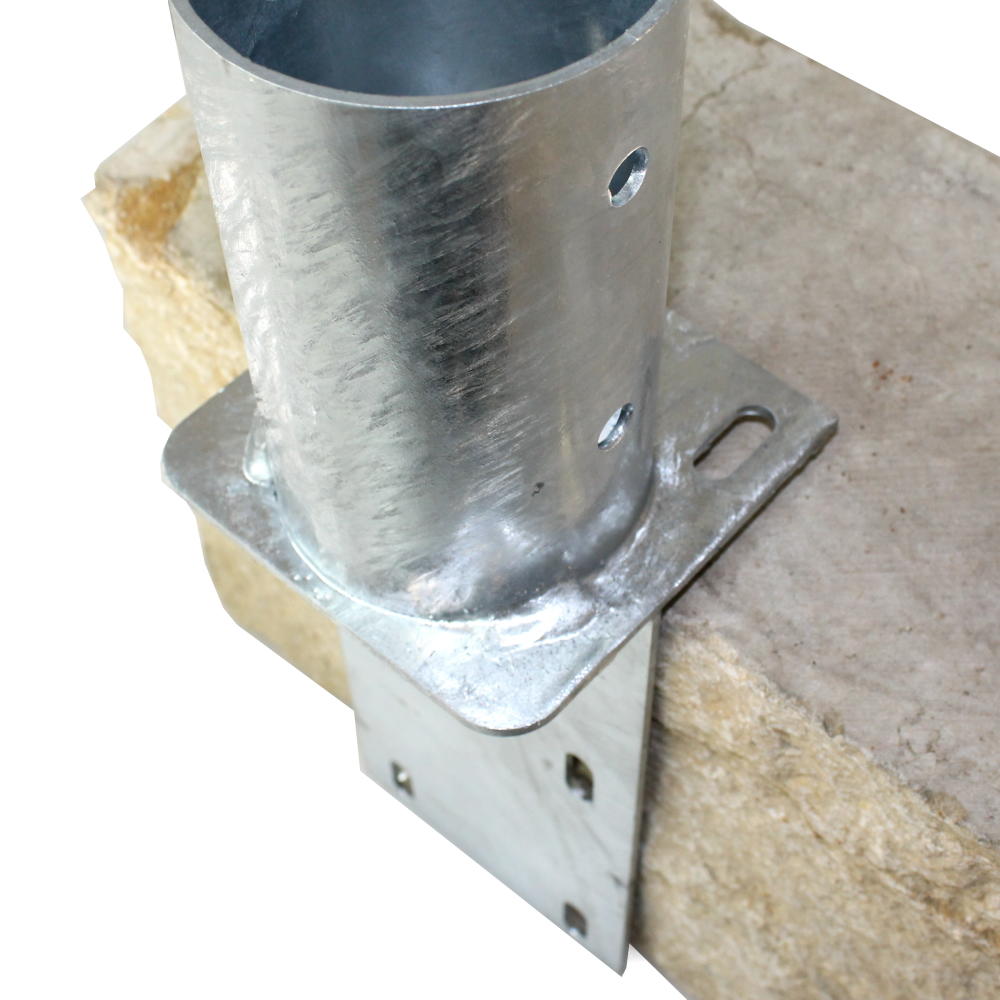 Bodenplatte Ø 89 mm 150x150 mm verzinkt - L-Stein