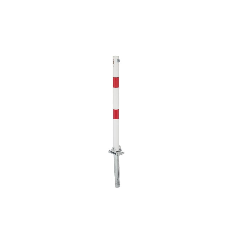 Absperrpfosten umlegbar Ø 60 mm mit Bodenhülse R/W PZ-Schloss