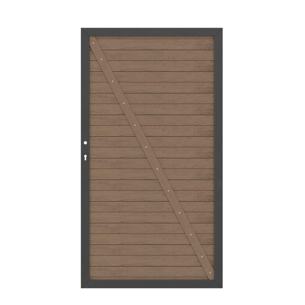 Tor WPC Classic 0980 x 1800 mm 1flgl. mandel/anthrazit DIN rechts