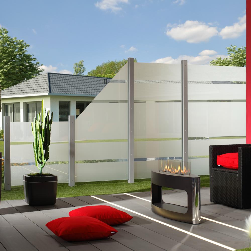 Sichtschutz WPC/ALU Glas ESG 0900 x 0900 mm Alpha