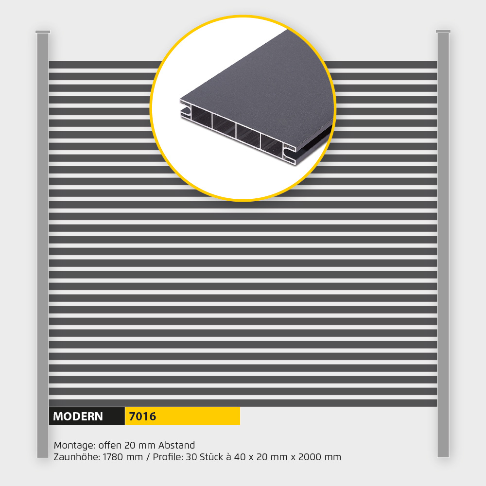 Füllung Aluminium Modern Line ZH 1800 mm Anthrazit
