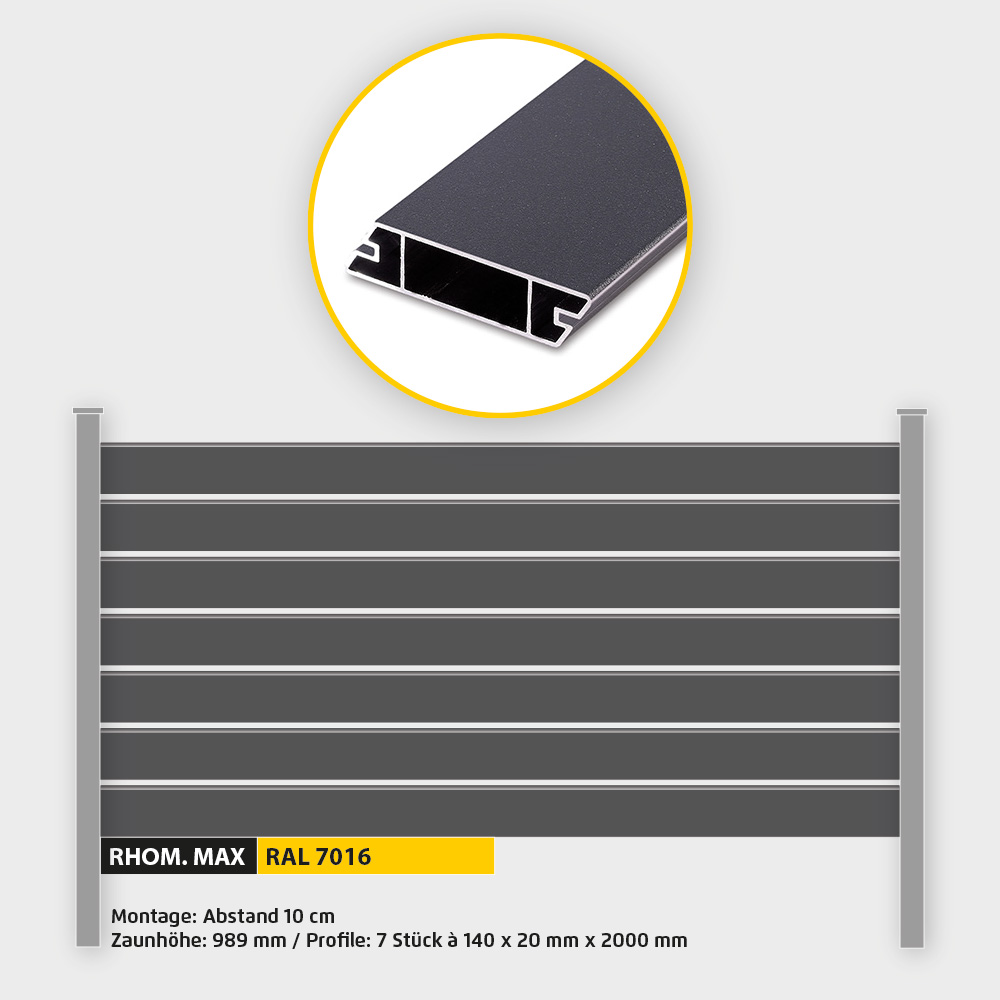 Füllung Aluminium Rhombus Max ZH 1000 mm Anthrazit