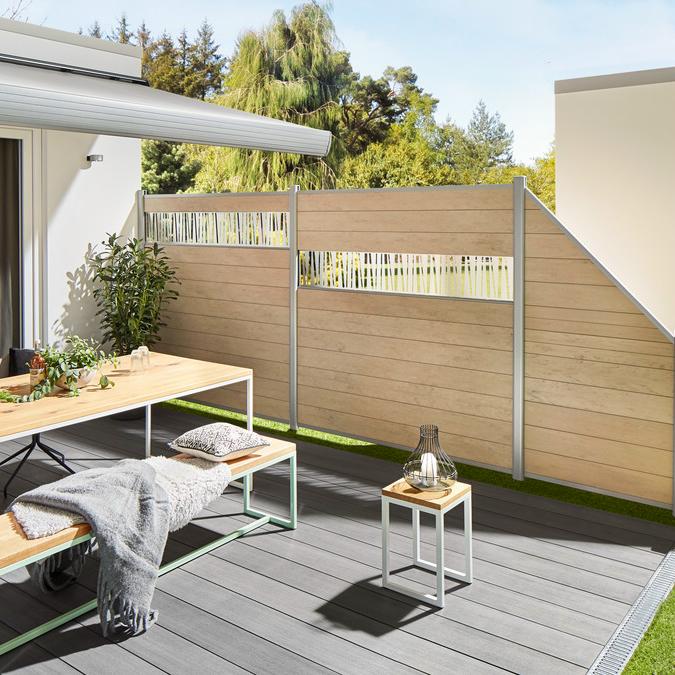 Sichtschutz WPC Classic 1780 x 1830 mm sand - Leiste silber
