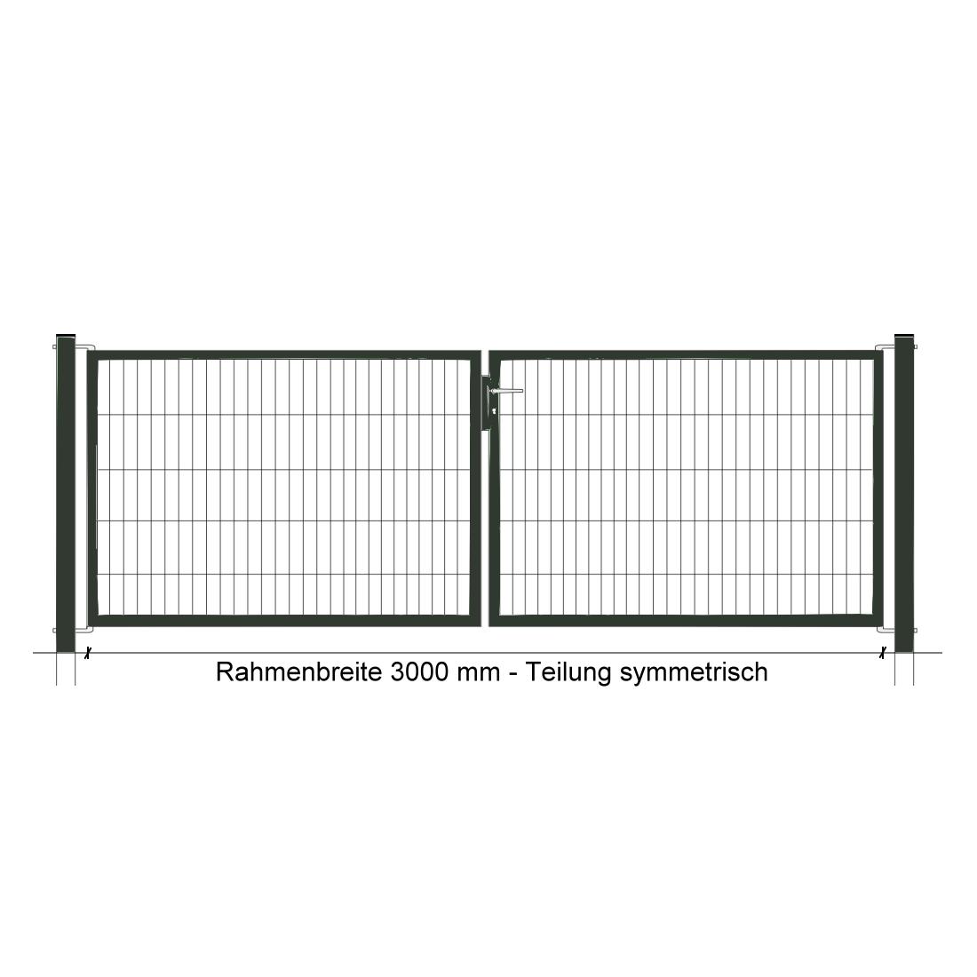 Industrie-Kombitor 1200 x 2980 mm, 2-flgl., symmetrisch, anthrazitgrau