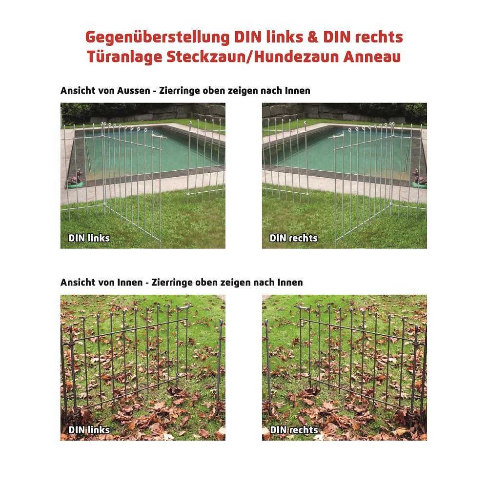 Steckzaun anneau blank 1950 x 1080 mm Tür engmaschig