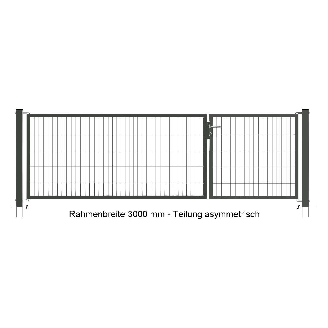Industrie-Kombitor 0800 x 2980 mm, 2-flgl., asymmetrisch, anthrazitgrau