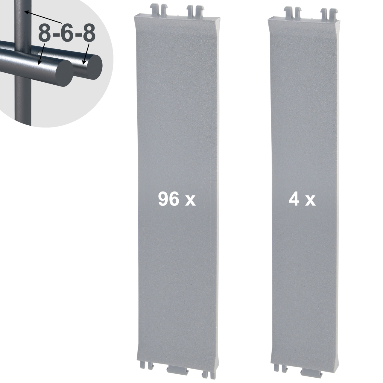 Sichtschutz Clips 8-6-8 mm Lichtgrau (100 Stück)