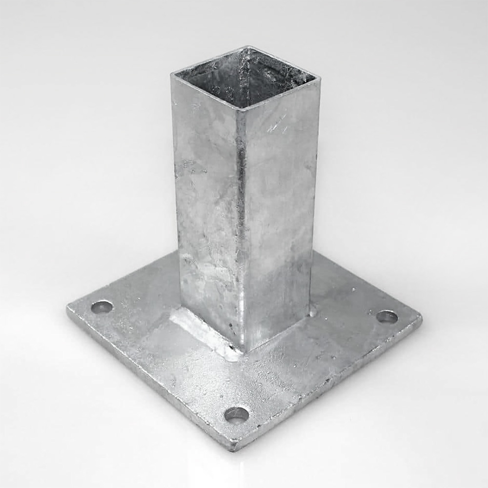 Bodenplatte verzinkt für Quadratrohr 60x60mm / 150x150x8,0 mm