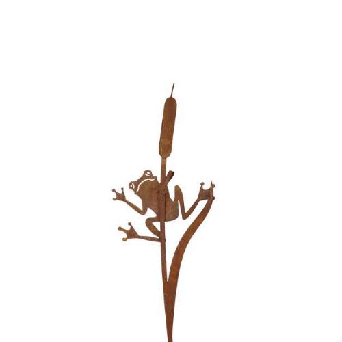 Rost Gartenstab Frosch an Schilfkolben Gr. 2