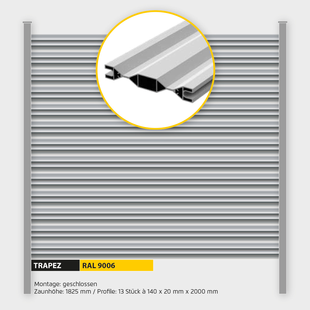 Füllung Aluminium Trapez ZH 1800 mm Weissalu