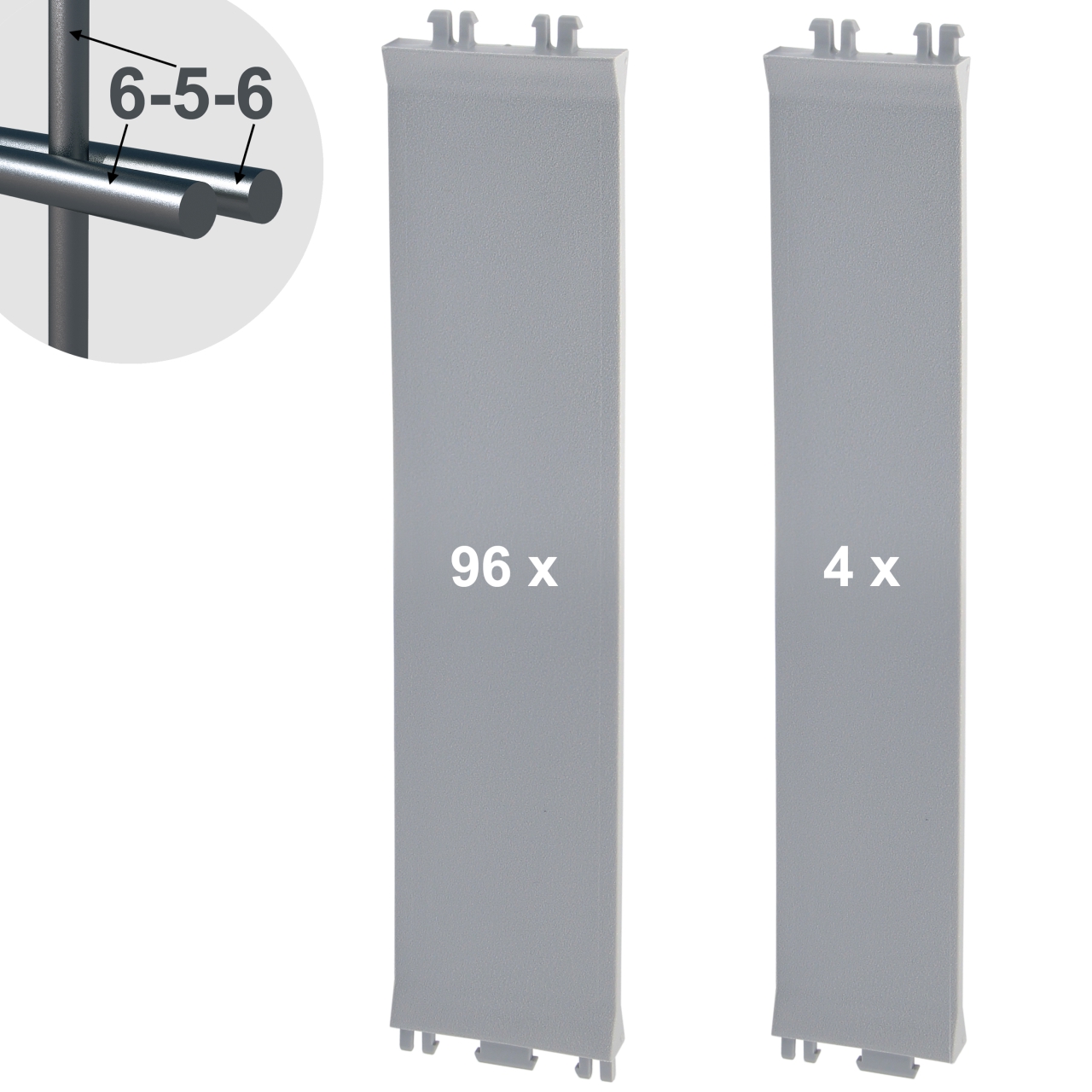 Sichtschutz Clips 6-5-6 mm Lichtgrau (100 Stück)