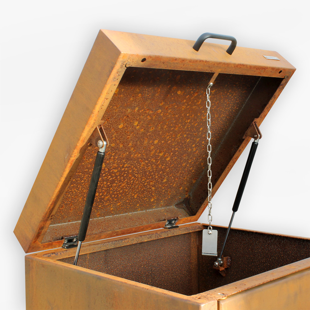 Mülltonnenbox 120 Liter Corten - Zulage Klappdeckel