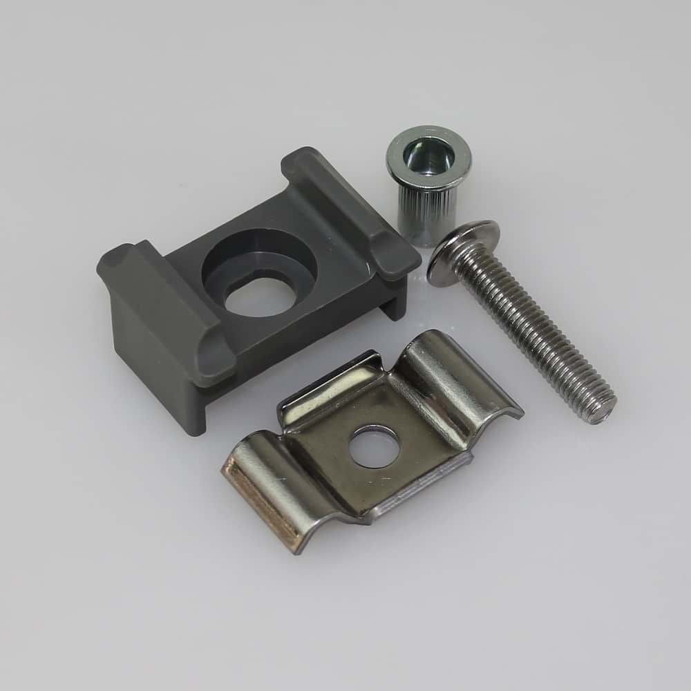Mattenhalter Pfosten 40 mm mit Schraube + Blindnietmutter grau II
