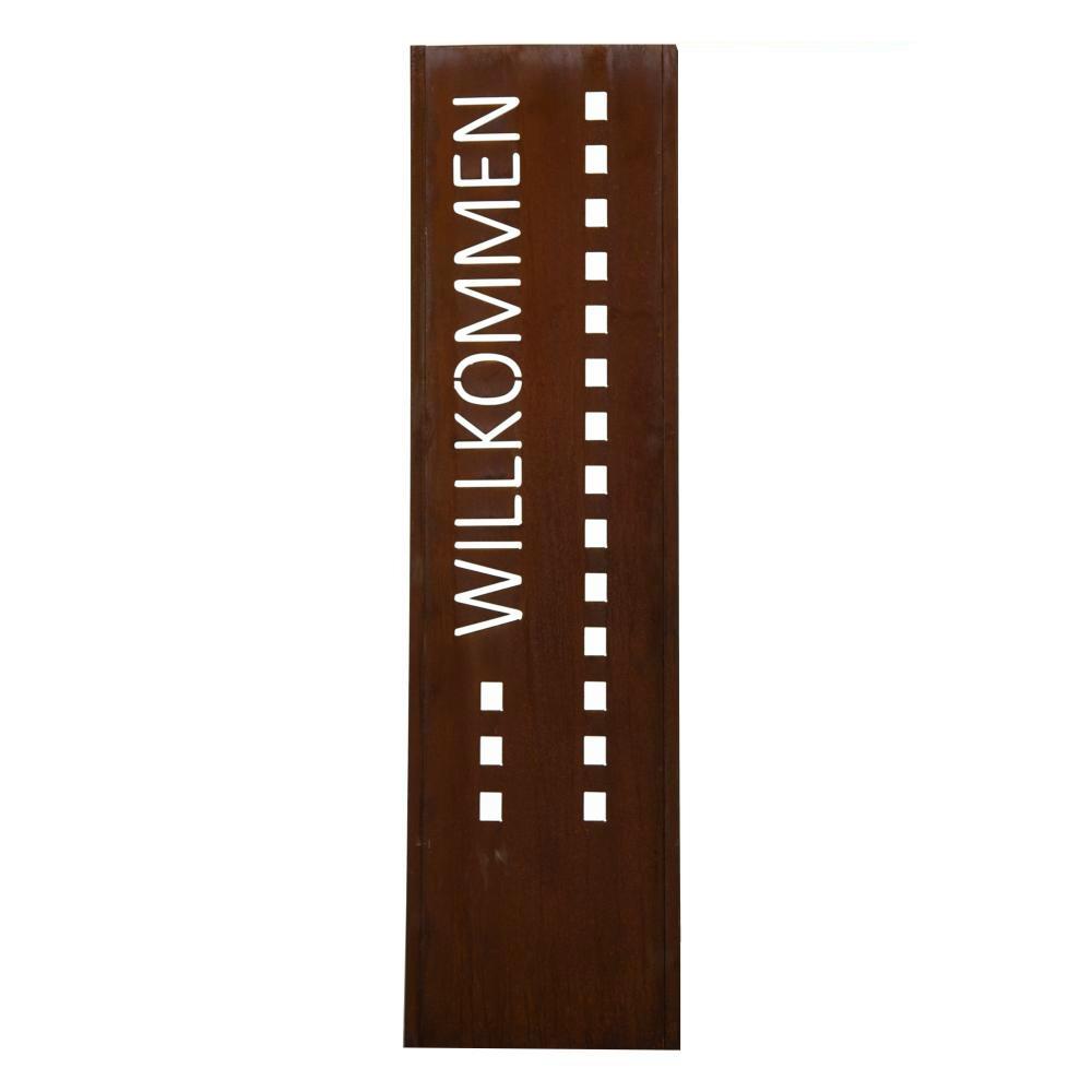 Rost Stele 0410 x 1500 mm Willkommen mit Öffnungen