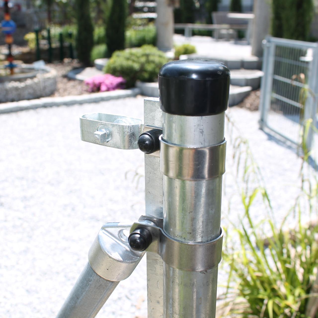 Anfangspfosten-verzinkt-profi-Detail-innen Zaunhöhe 0800 mm, Pfosten verzinkt Ø 42x1250 mm Anfang-/End