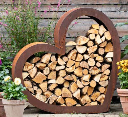 Rost Holzlager liegendes Herz 1050 x 1110 mm