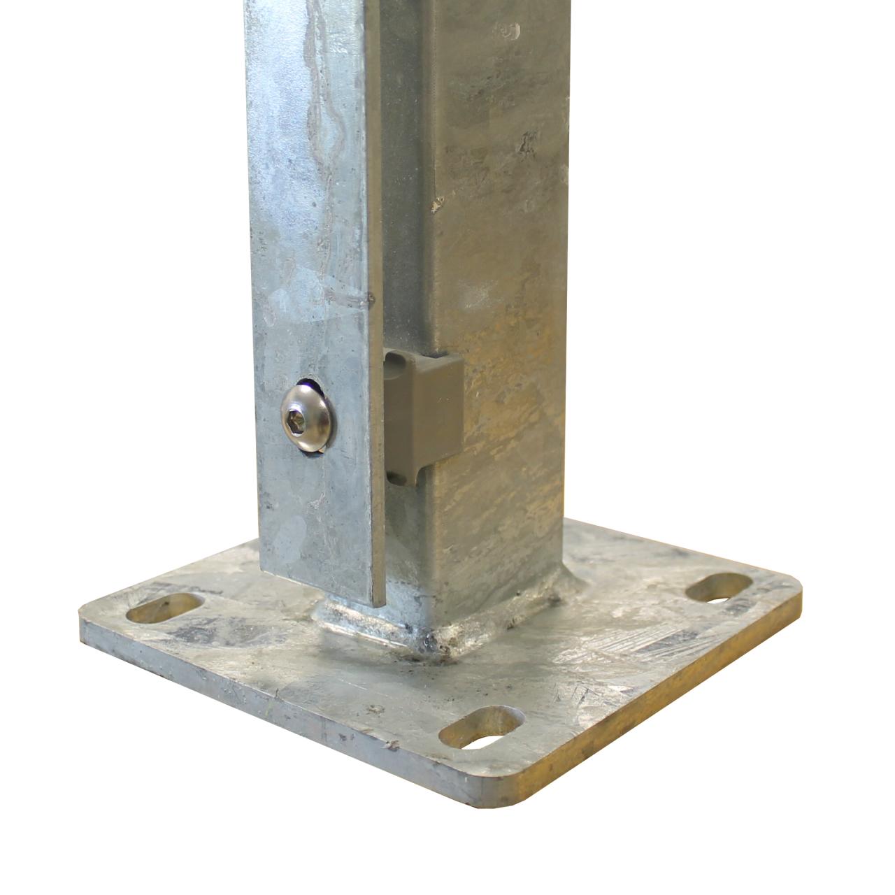 Höhe 1430 mm verzinkt, Zaunpfosten Typ HS Mitte Bodenplatte