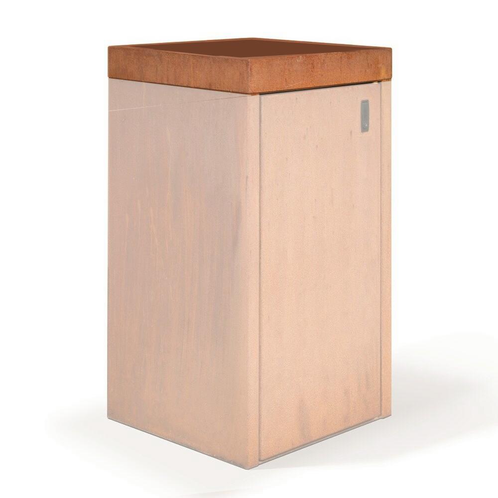 Muelleinhausung-Corten-zulage-bepfalnzbares-Dach Mülltonnenbox 140 Liter Corten - Zulage Pflanzdach