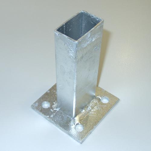 Bodenplatte für Rechteckrohr 60 x 40mm, 100 x 100 x 4,0 mm, verzinkt