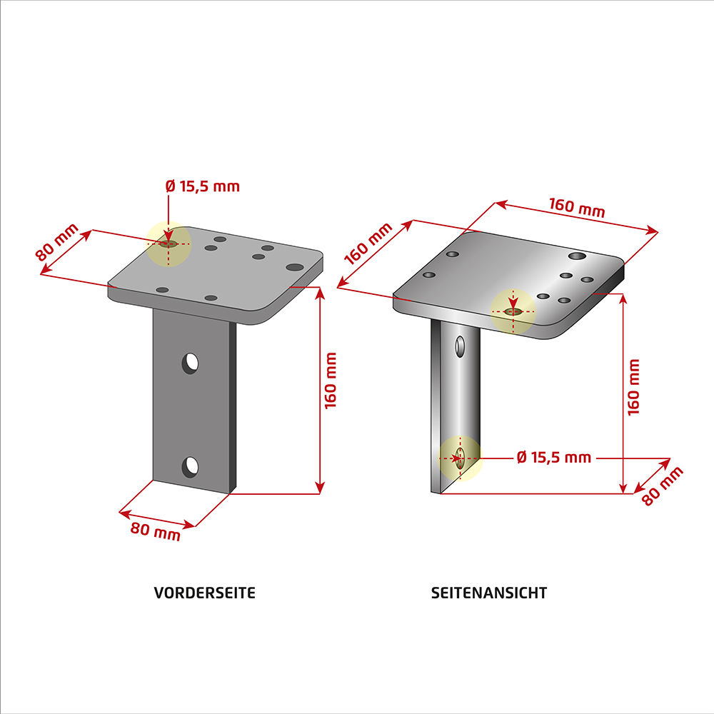 Sichtschutz Bodenplatte L-Winkel Adapter