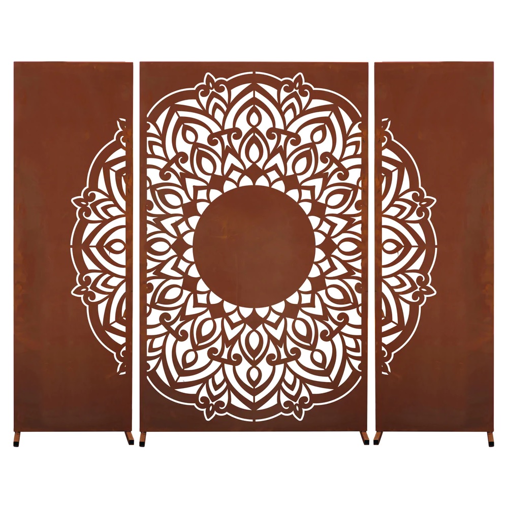 Rost Sichtschutz Mandala 3-teilig