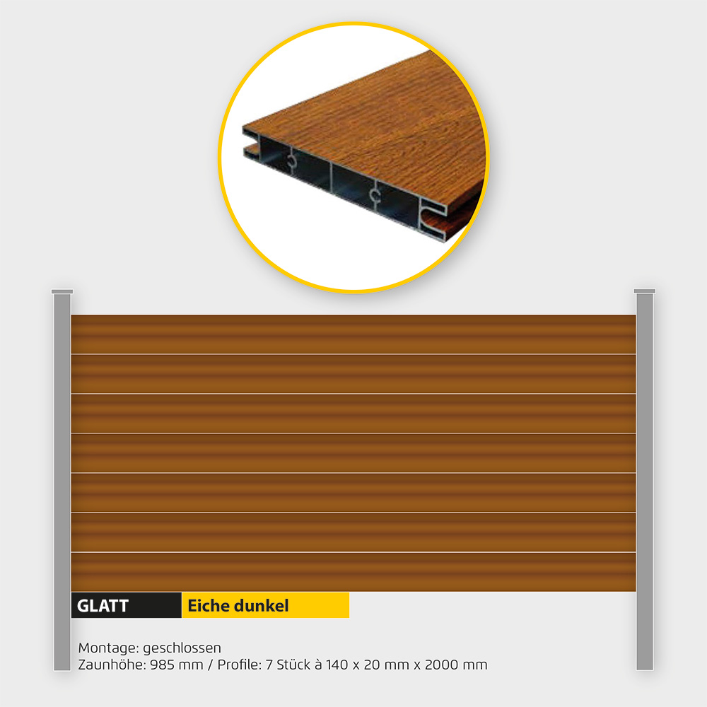 Füllung Aluminium geschlossen ZH 1000 mm Holzdekor Eiche dunkel