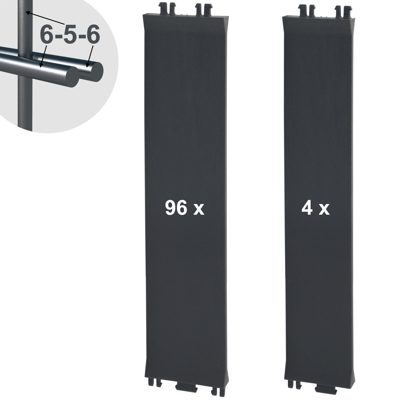 Sichtschutz Clips 6-5-6 mm Anthrazitschwarz (100 Stück)