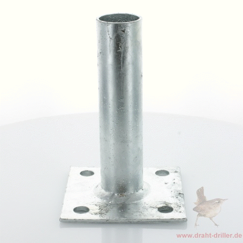 Bodenplatte für Rundpfosten 42mm / 100x100x4,0mm kurz verzinkt