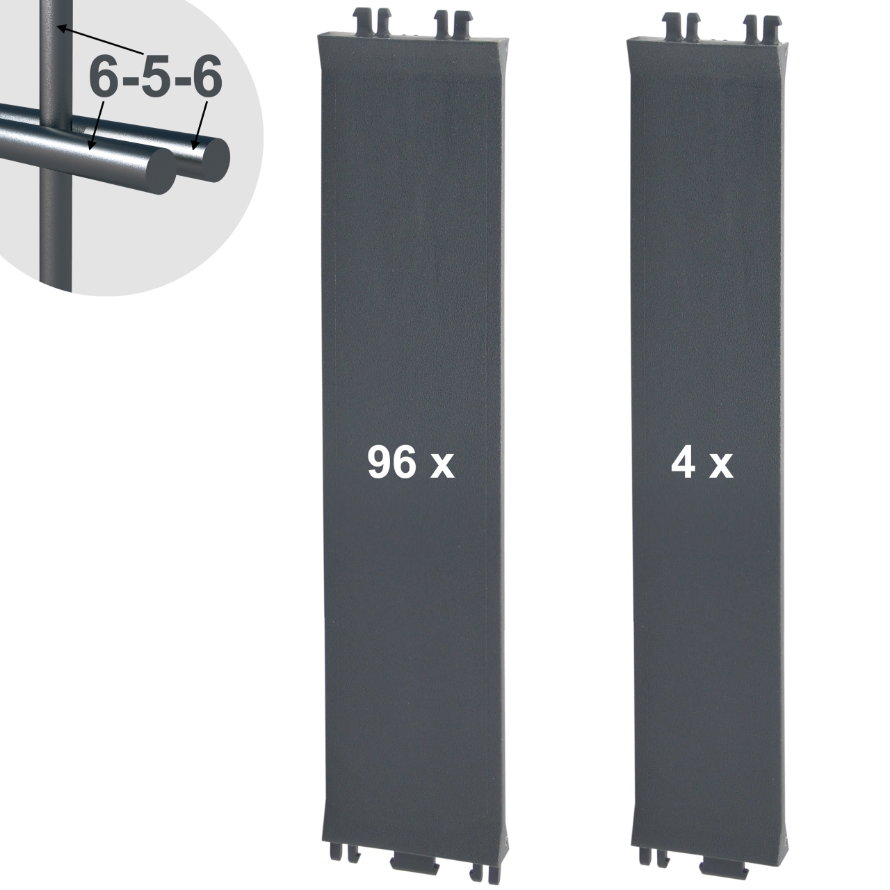Sichtschutz Clips 6-5-6 mm Anthrazitgrau (100 Stück)