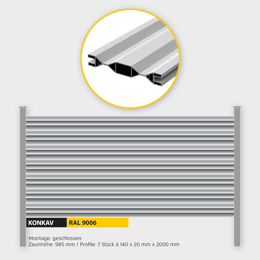 Füllung Aluminium Trapez ZH 1000 mm Weissalu