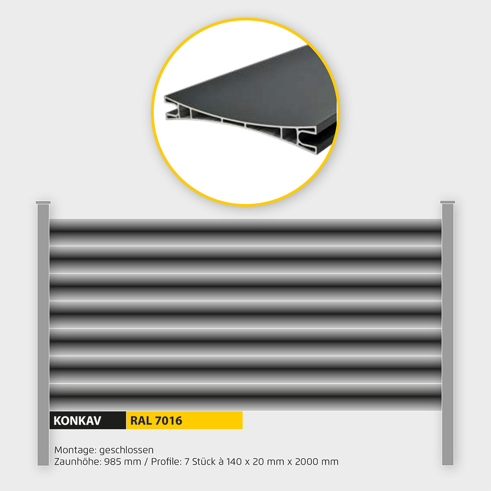 Füllung Aluminium Konkav ZH 1000 mm Anthrazit