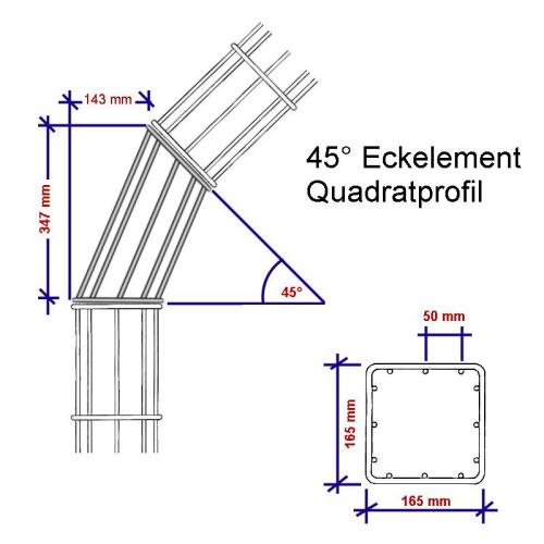 Ranko® Ranksäule Quadrat, Eckausbildung 45°, beschichtet