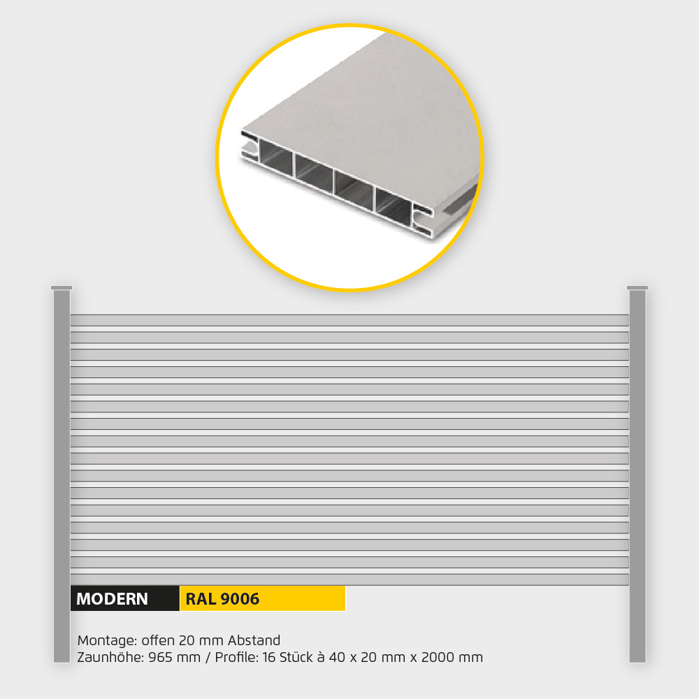Füllung Aluminium Modern Line ZH 1000 mm Weissalu