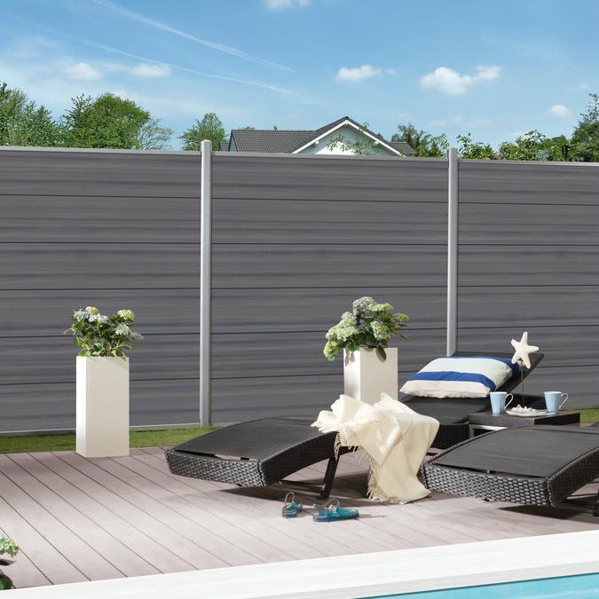Sichtschutz WPC Platinum XL 1780 x 1830 mm grau