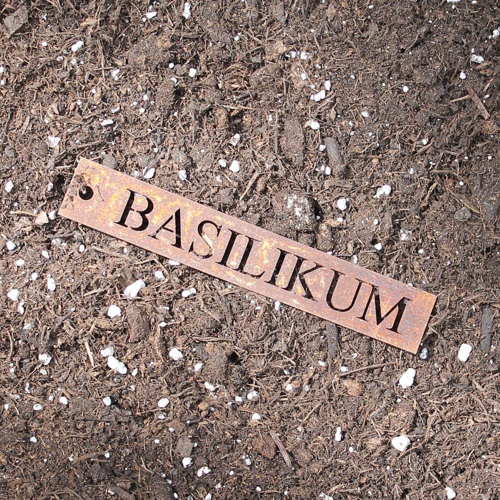 rostschilder-basilikum-garten Rost Kräuterschild Basilikum