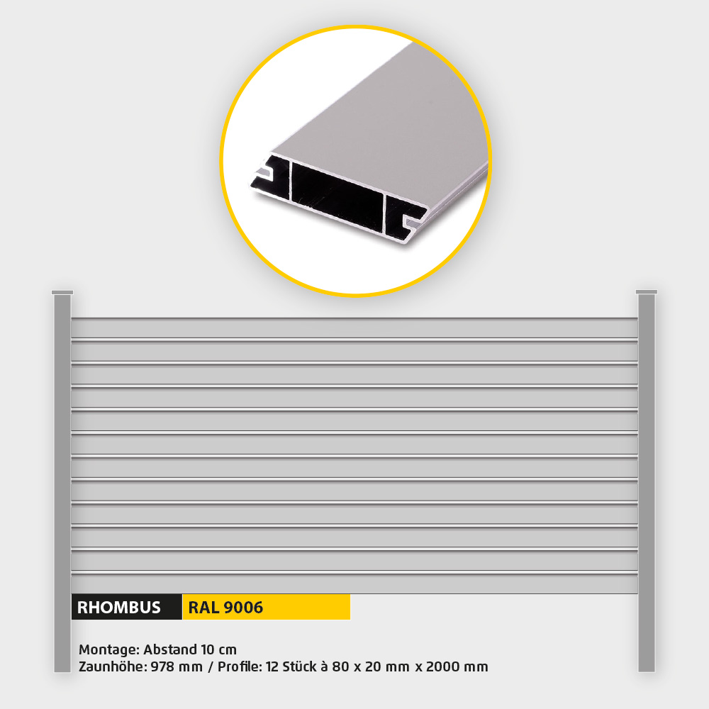 Füllung Aluminium Rhombus ZH 1000 mm Weissalu