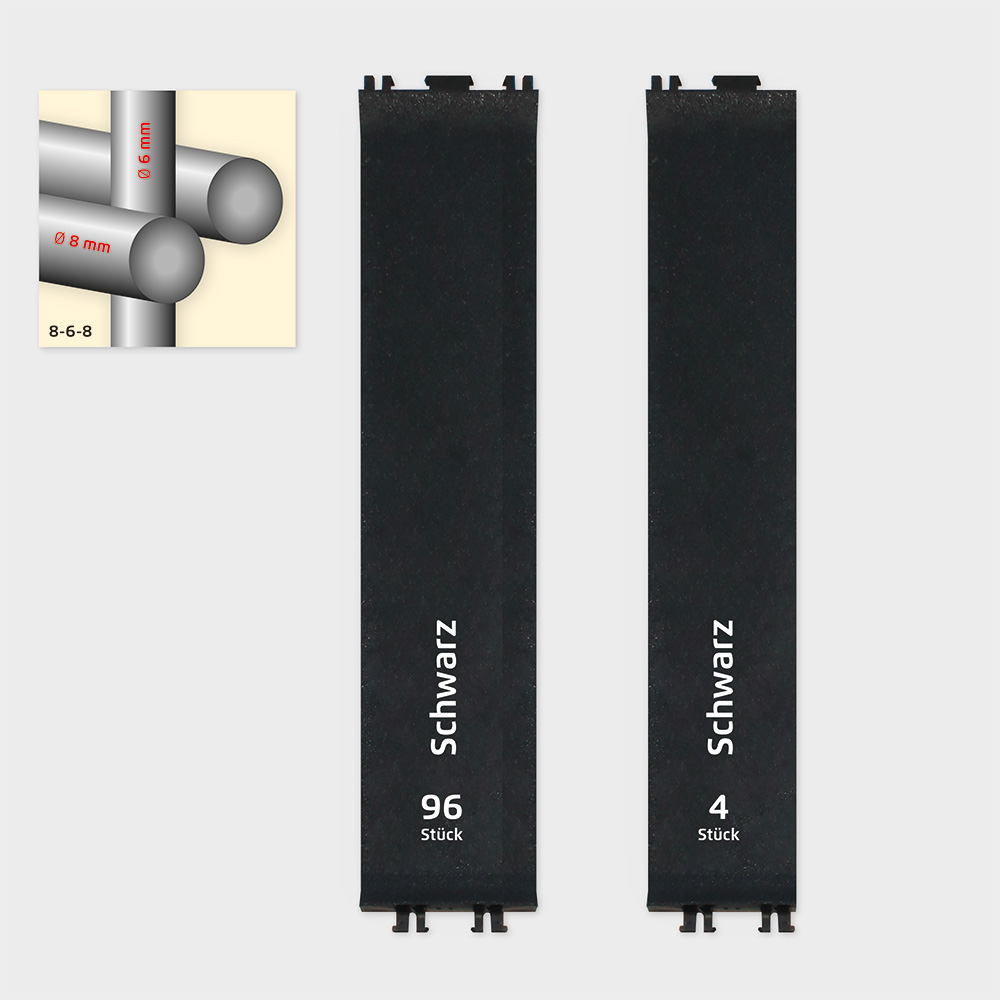 Sichtschutz Clips 8-6-8 mm Schwarz (100 Stück)