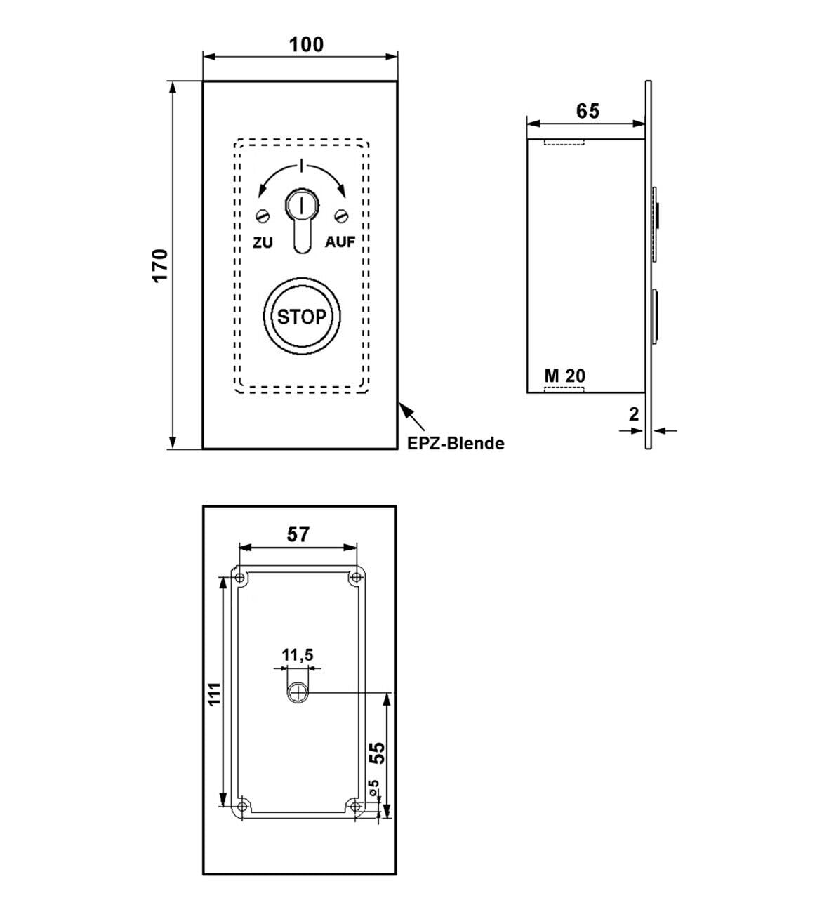 Schlüsselschalter Unterputz GEBA S-EPZ Stop-Knopf