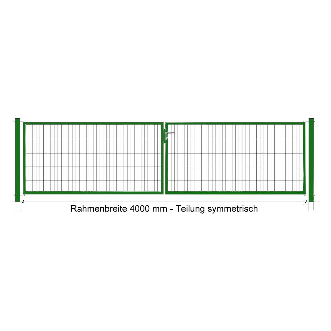 Industrie-Kombitor 1400 x 3980 mm, 2-flgl., symmetrisch, moosgrün
