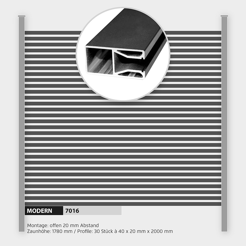 Füllung Aluminium Modern Line ZH 1800 mm Anthrazit