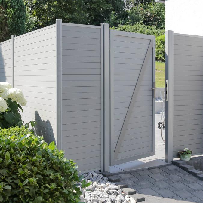 Sichtschutz WPC Classic 1780 x 1830 mm grau - Leiste silber