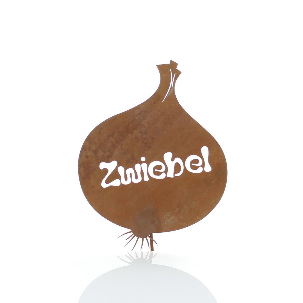 Rost Gemüseschild Zwiebel mit Schirftzug
