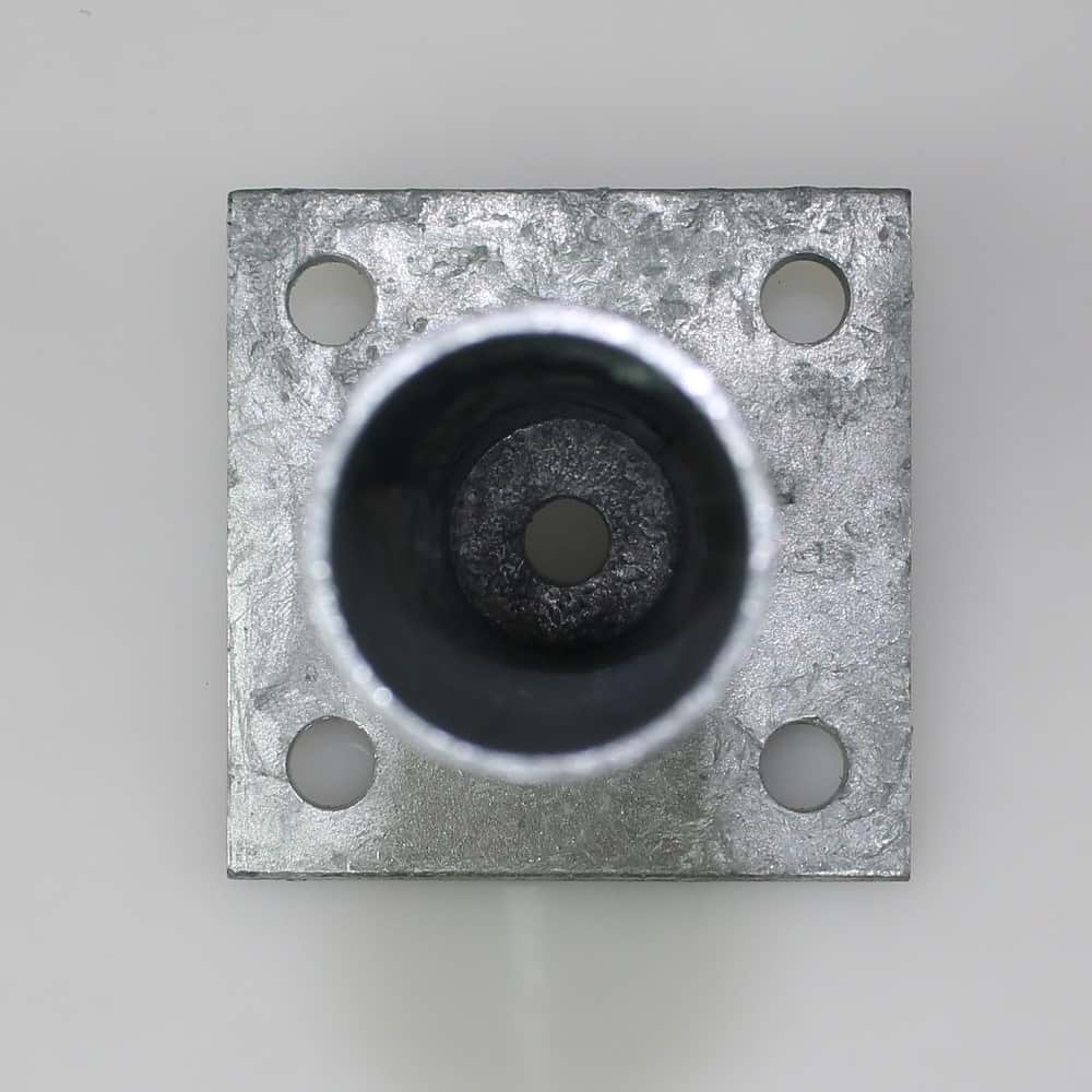 Bodenplatte für Rundpfosten 42mm / 100x100x4,0mm lang verzinkt