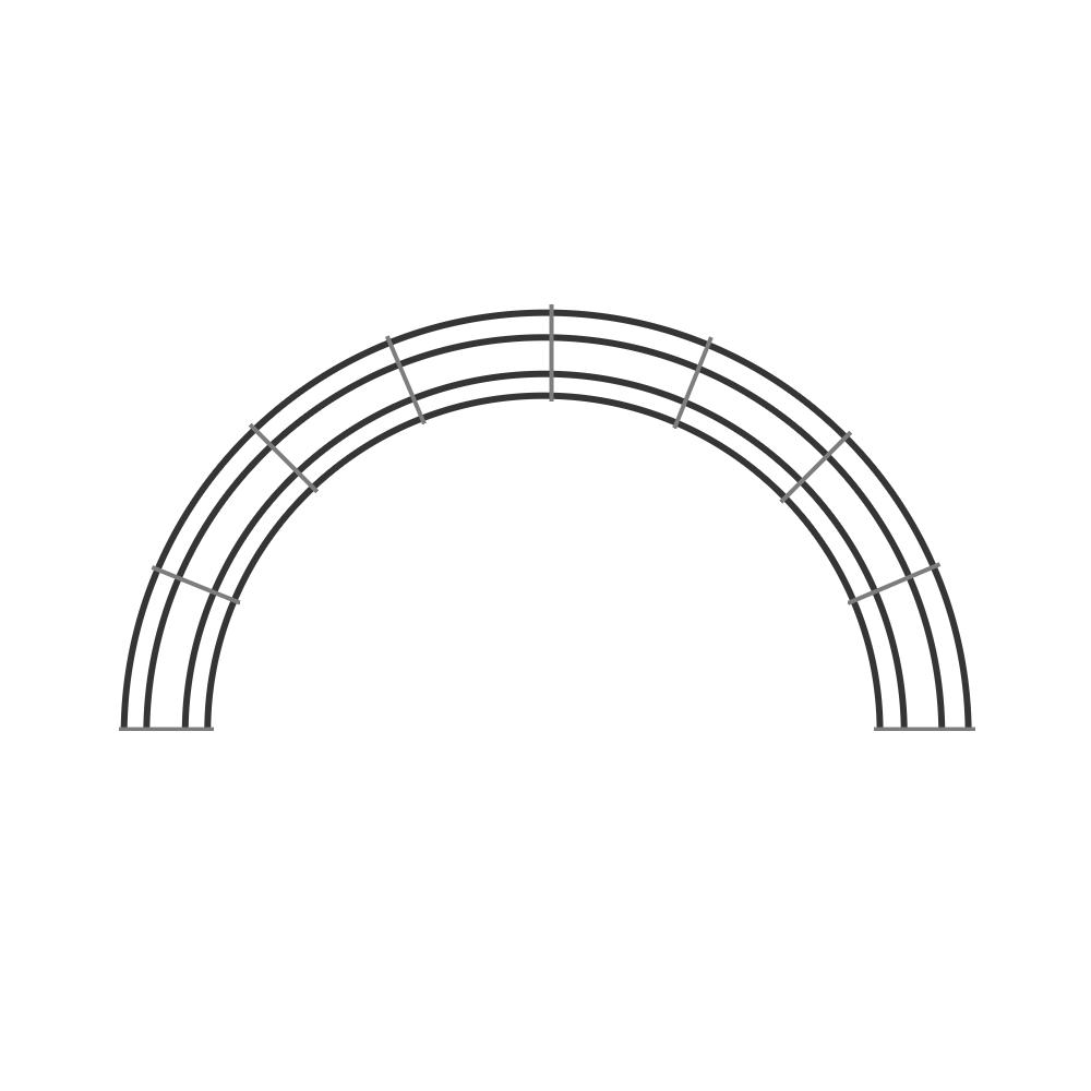 Ranksäule Rechteck, Rundbogen 180°, 600 mm, pulverbeschichtet