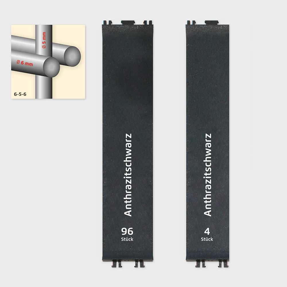 Sichtschutz Clips 6-5-6 mm Anthrazitschwarz (100 Stück)